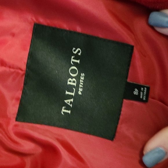 Talbots sz 8 petite wool blend magenta pink striped texture coat - Picture 6 of 8